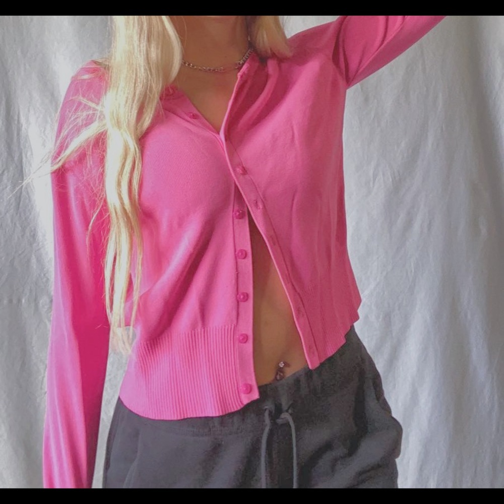 Trendy hot pink button up